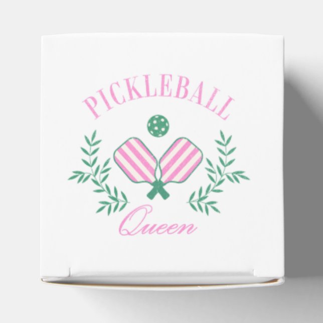 Pickleball Queen | Pink and White Striped Favor Boxes (Top)