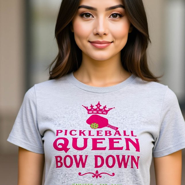 Pickleball Queen Pink Personalized Gift for Her T-Shirt (pickleball gift for her funny tshirt women birthday christmas club mom friend personalized pink)