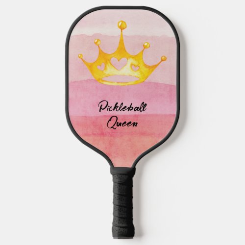 Pickleball Queen Pink Watercolor Monogrammed Pickl Pickleball Paddle