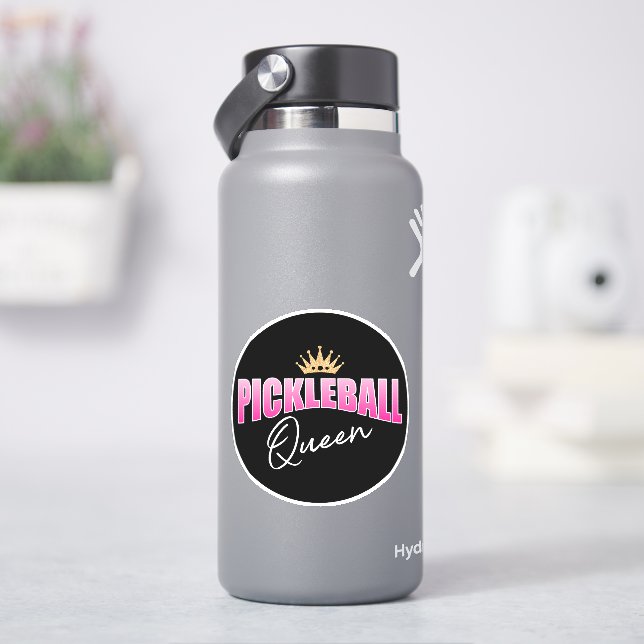 Pickleball Queen Pink White And Gold Crown Sticker (HydroFlask)