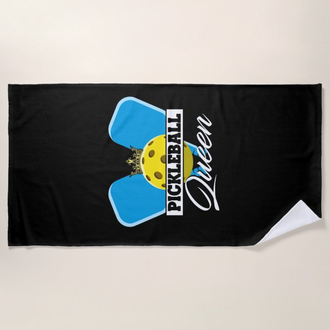 Pickleball Queen Player Paddleball Lover Beach Towel (Front)