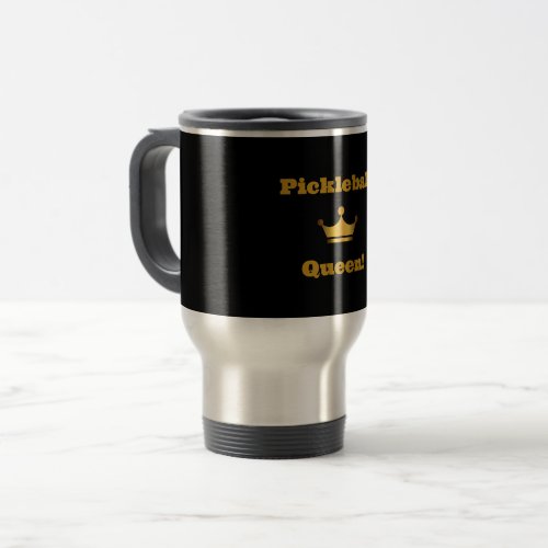 Pickleball Queen travel mug _ black with gold