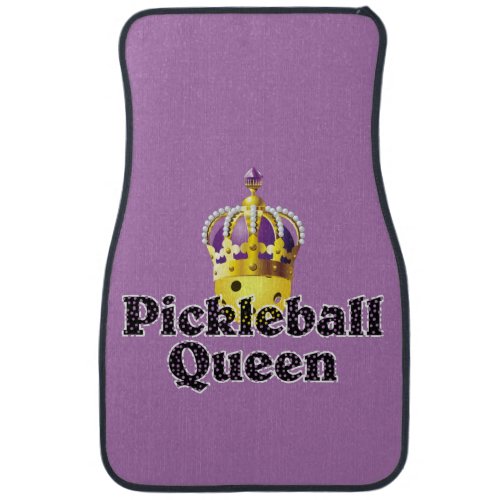 Pickleball Queen Yellow Ball Purple Gold Crown Car Floor Mat