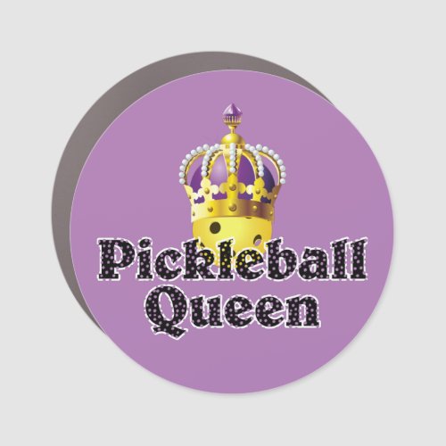 Pickleball Queen Yellow Ball Purple Gold Crown Car Magnet