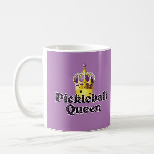 Pickleball Queen Yellow Ball Purple Gold Crown Coffee Mug