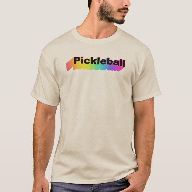 Pickleball Rainbow Logo Beige T-Shirt (Front)