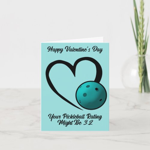 Pickleball Rating Valentine Heart Blue Pickleball  Card