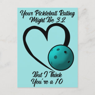 Pickleball Rating Valentine Heart Blue Pickleball Postcard