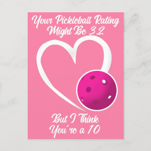 Pickleball Rating Valentine Heart Magenta Pink Postcard