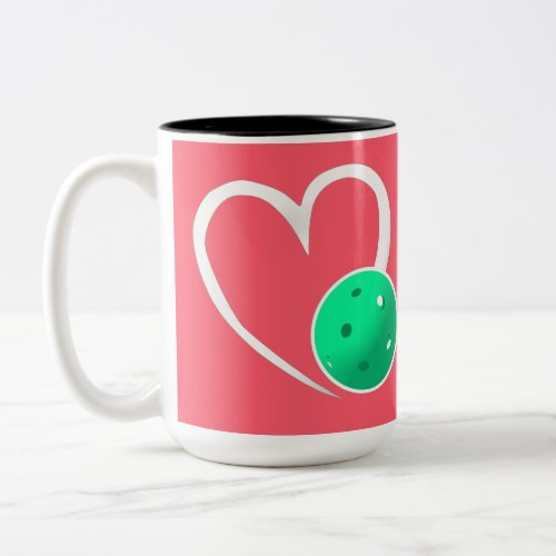 Pickleball Rating Valentine Heart Pink Turquoise Two_Tone Coffee Mug