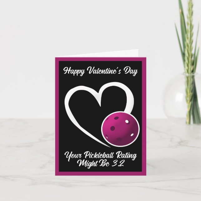 Pickleball Rating Valentine Heart Purple  Card (Front)
