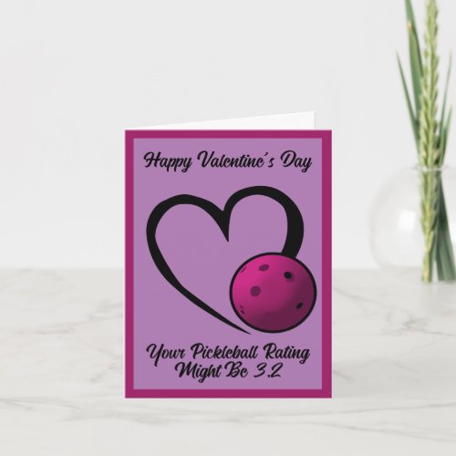 Pickleball Rating Valentine Heart Purple Lavender Card