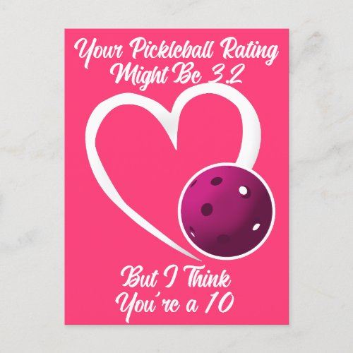 Pickleball Rating Valentine Heart Purple Pink Postcard