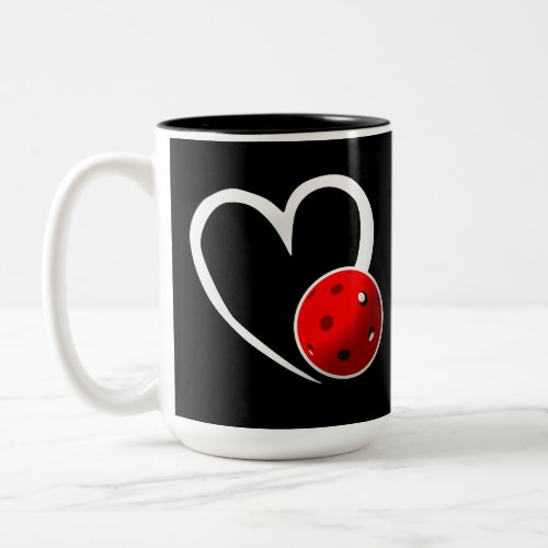 Pickleball Rating Valentine Heart Red and Black Two_Tone Coffee Mug