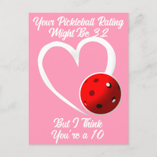 Pickleball Rating Valentine Heart Red Pink Postcard