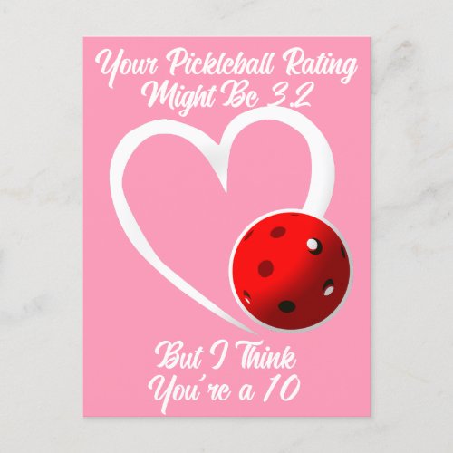 Pickleball Rating Valentine Heart Red Pink Postcard