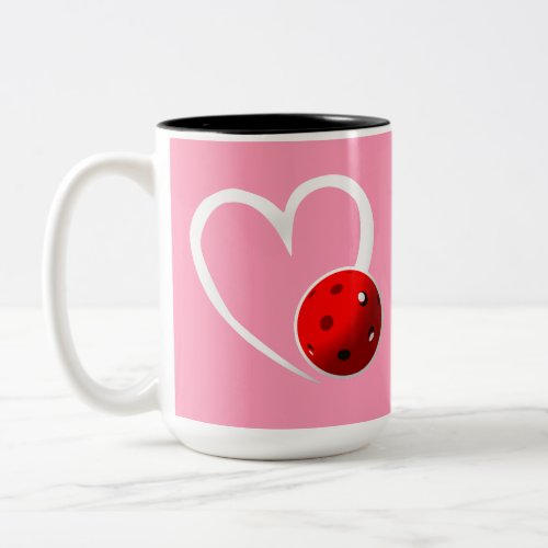 Pickleball Rating Valentine Heart Red Pink Two_Tone Coffee Mug