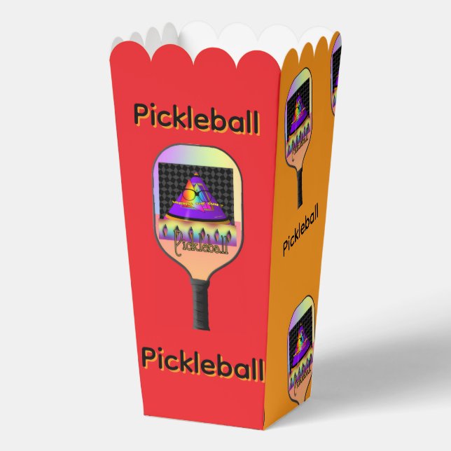 Pickleball Red And Orange Popcorn  Favor Boxes (Front)