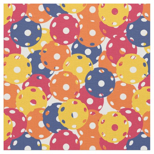 Pickleball - red, orange, white, blue on white fabric