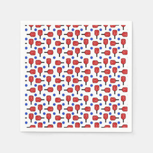 Pickleball Red White Blue Paddles and PickleBalls Napkins
