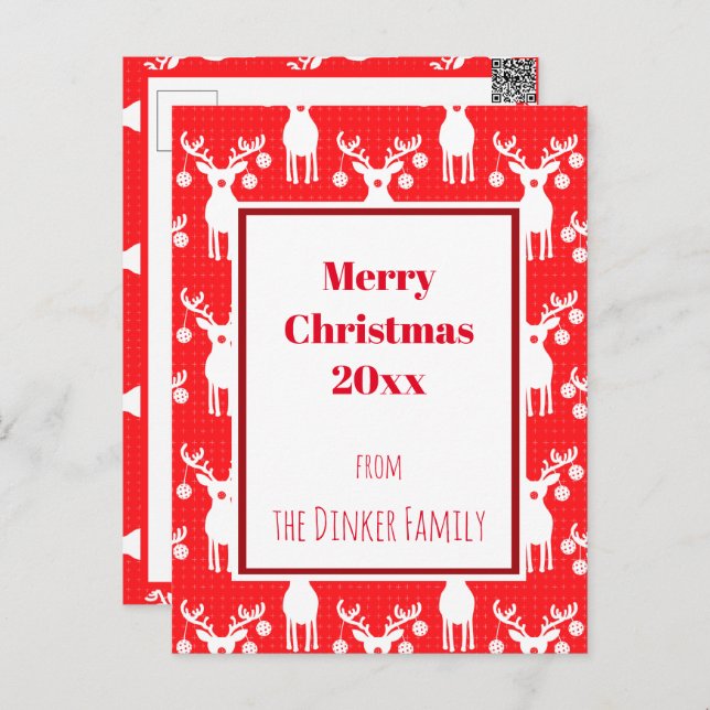  Pickleball Reindeers Merry Christmas 🎁   Postcard (Front/Back)