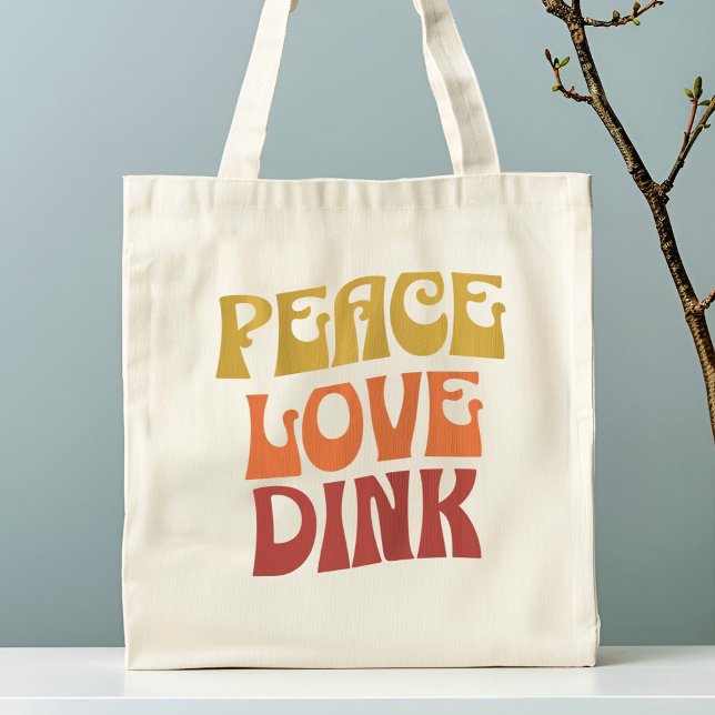 Pickleball Retro Peace Love Dink Tote Bag (Pickleball Retro Peace Love Dink Tote Bag)