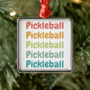Pickleball Retro Pickleball Player Metal Ornament