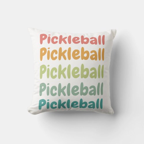 Pickleball Retro Pickleball Player Throw Pillow