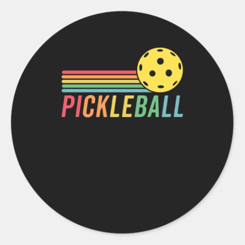 Pickleball Retro Sunset Sport Game Pickle Ball Classic Round Sticker