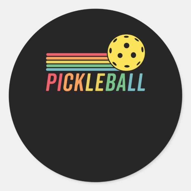 Pickleball Retro Sunset Sport Game Pickle Ball Classic Round Sticker (Front)