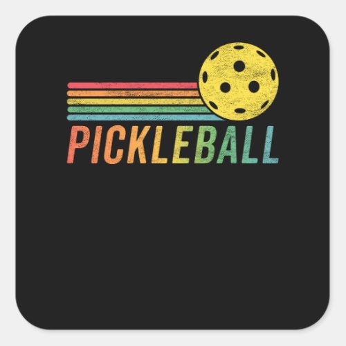 Pickleball Retro Sunset Sport Game Pickle Ball Fan Square Sticker