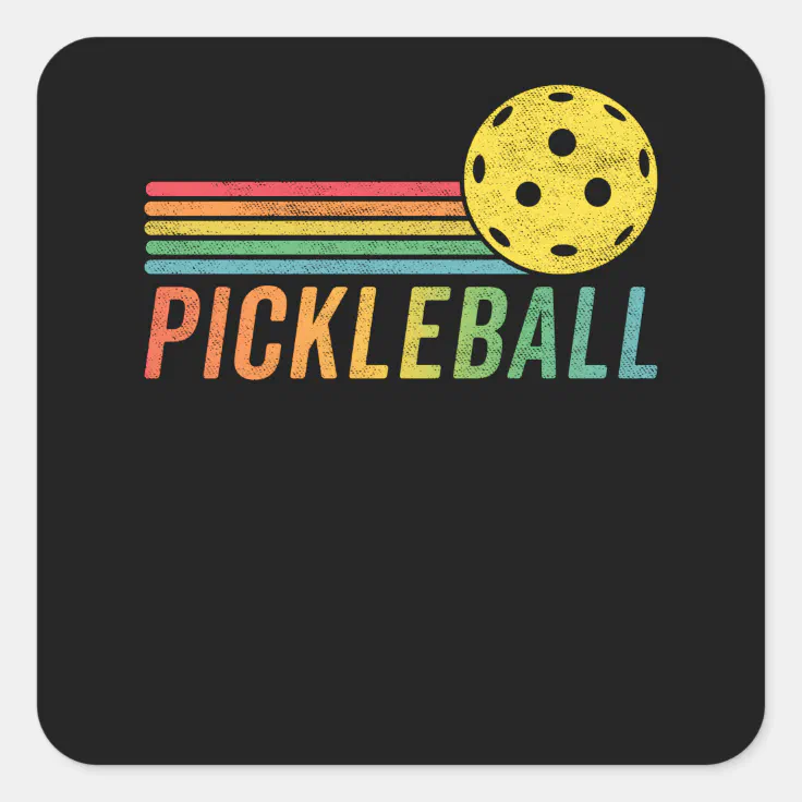 Pickleball Retro Sunset Sport Game Pickle Ball Fan Square Sticker | Zazzle