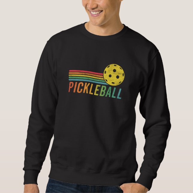 Pickleball Retro Sunset Sport Game Pickle Ball Fan Sweatshirt (Front)