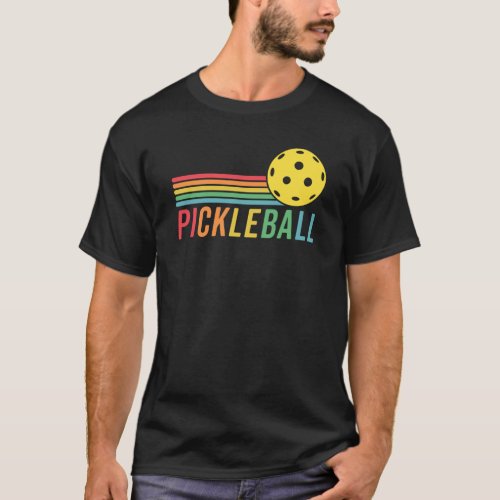 Pickleball Retro Sunset Sport Game Pickle Ball T_Shirt