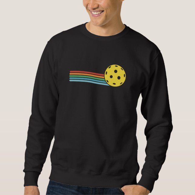 Pickleball Retro Sunset Sport Game Pickleball Ball Sweatshirt (Front)