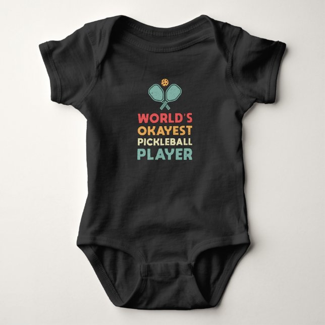 Pickleball Retro World's Okayest Pickleball Player Baby Bodysuit (Front)