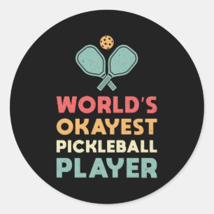 Pickleball Retro World's Okayest Pickleball Player Classic Round Sticker