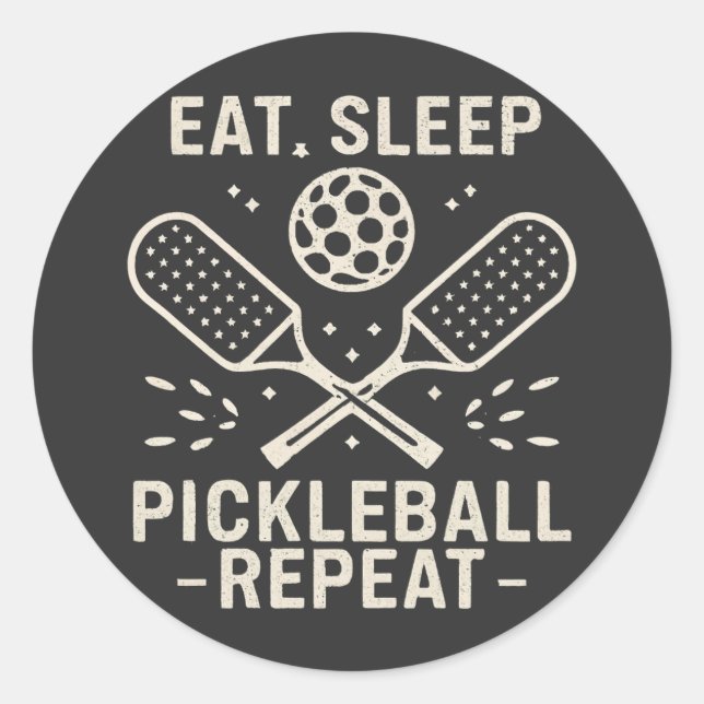 Pickleball Routine : Eat Sleep Pickleball Repeat Classic Round Sticker (Front)