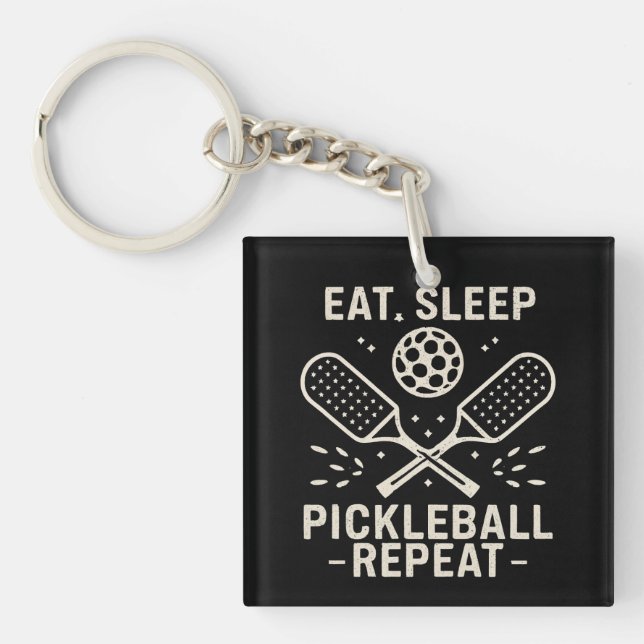Pickleball Routine : Eat Sleep Pickleball Repeat Keychain (Front)
