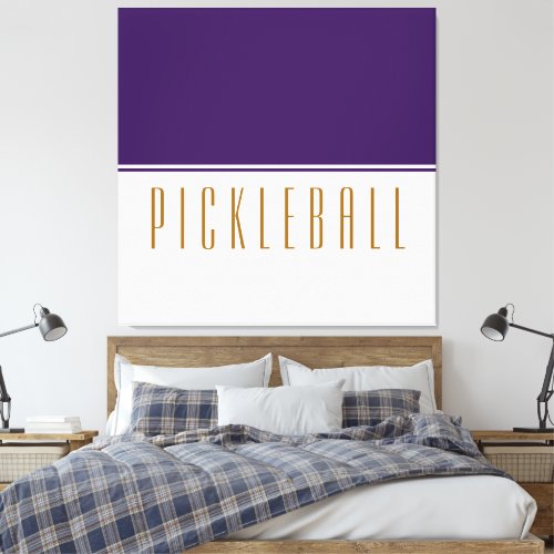 PICKLEBALL Royal Purple White Color Block Text Canvas Print