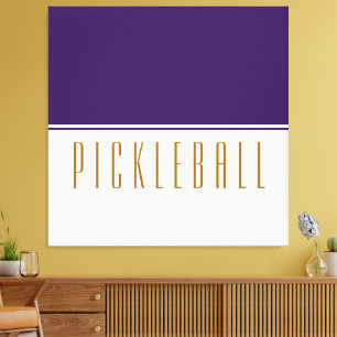 PICKLEBALL Royal Purple White Color Block Text Canvas Print