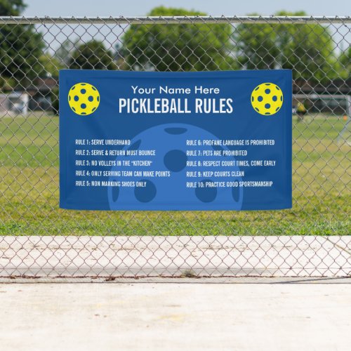 Pickleball rules and etiquette banner for courts