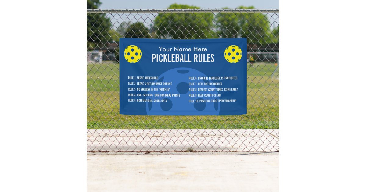 Pickleball rules and etiquette banner for courts Zazzle