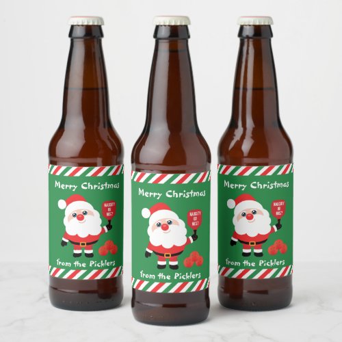 Pickleball Santa  Beer Bottle Label