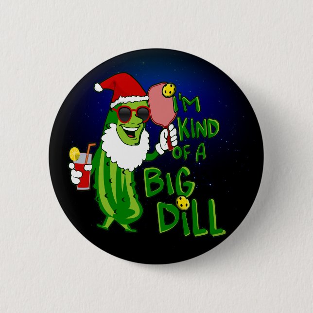 Pickleball Santa Big Dill Button (Front)