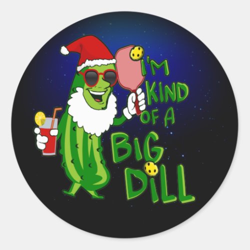 Pickleball Santa Big Dill Classic Round Sticker