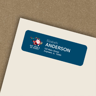 Pickleball Santa Blue Christmas Return Address Label