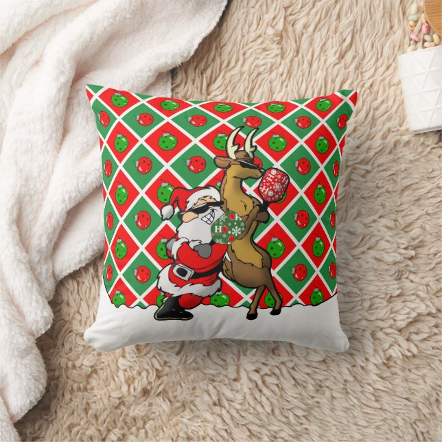 Pickleball Santa Christmas Cool and Classy Throw Pillow (Blanket)