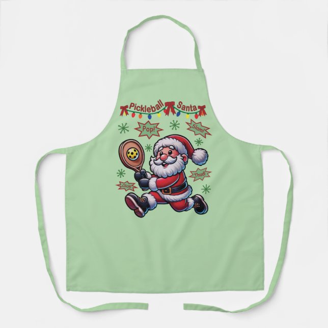 Pickleball Santa Claus Christmas Apron (Front)