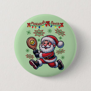 Pickleball Santa Claus Christmas Button
